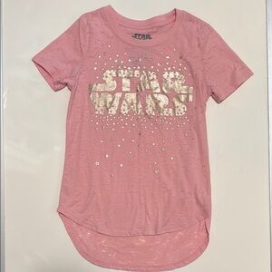 Star Wars Pink and Gold Short Sleeve Tee Girls Size 7/8